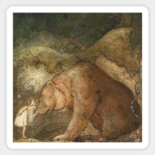 Princess and Bear illustration by John Bauer Sticker